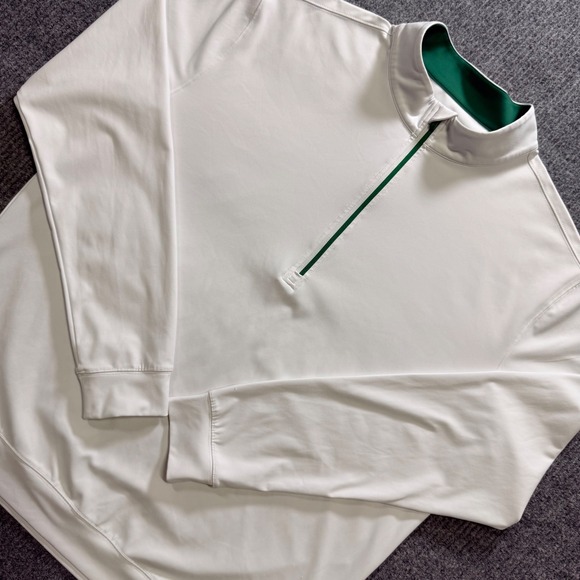 Straight Down Other - Straight Down‎ Mens XL White Green Quarter Zip Golf Pullover Performance Shirt